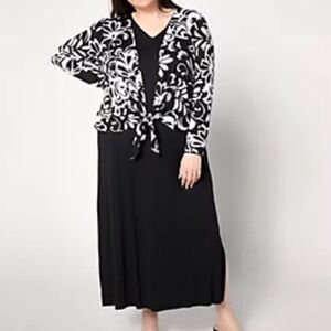 Belle by Kim Gravel Reg Fit Better Together Dress and Shrug Set Black Size 2X